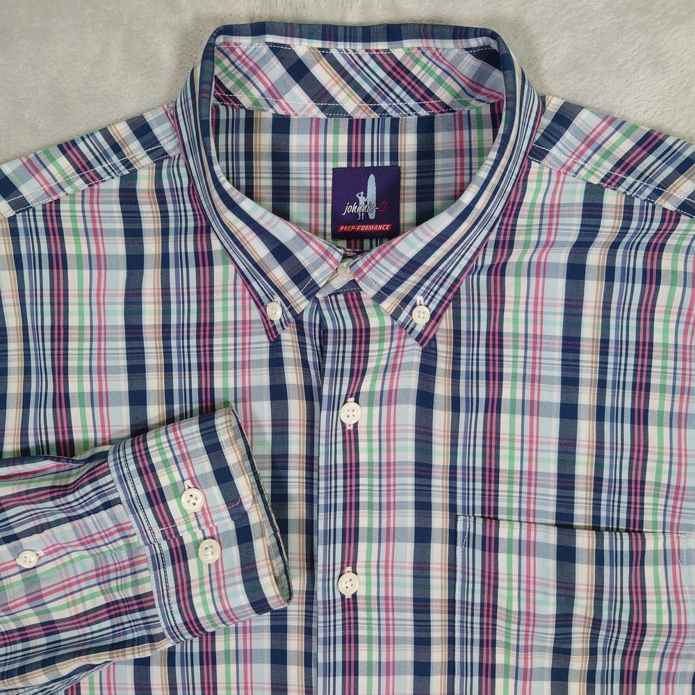 Johnnie-O Everyday Performance Shirt Mens L Plaid Button Down JMWL4170